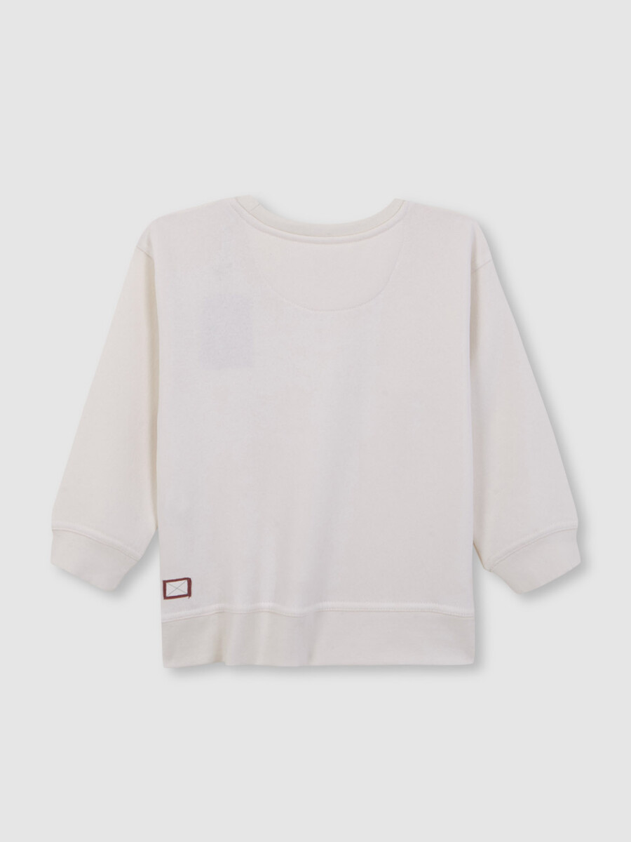 Sudadera Cuello Redondo Con Logo Blanco Roto