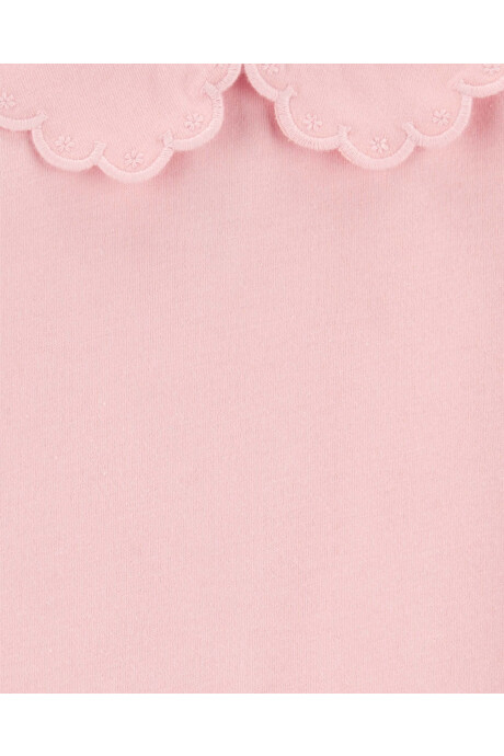 Blusa de algodón manga corta con cuello mago festoneado. Talles 2-5T Sin color