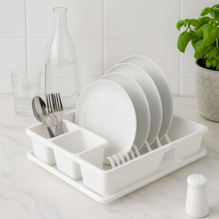 ESCURRIDOR DE PLATOS VAJILLA PLÁSTICO CON BANDEJA Blanco