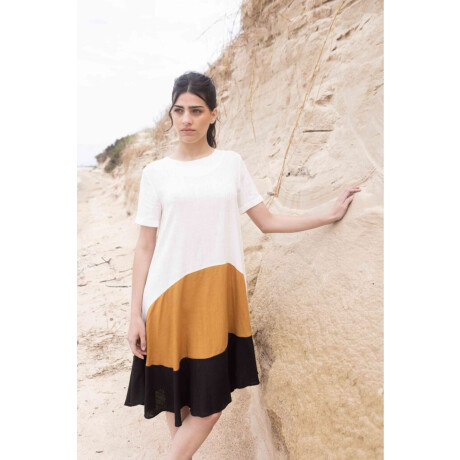 Vestido Pessoa Manteca, Camel y Negro