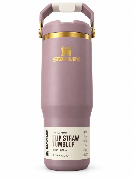 Botella FLIP STRAW TUMBLER Morado combinado con Dorado