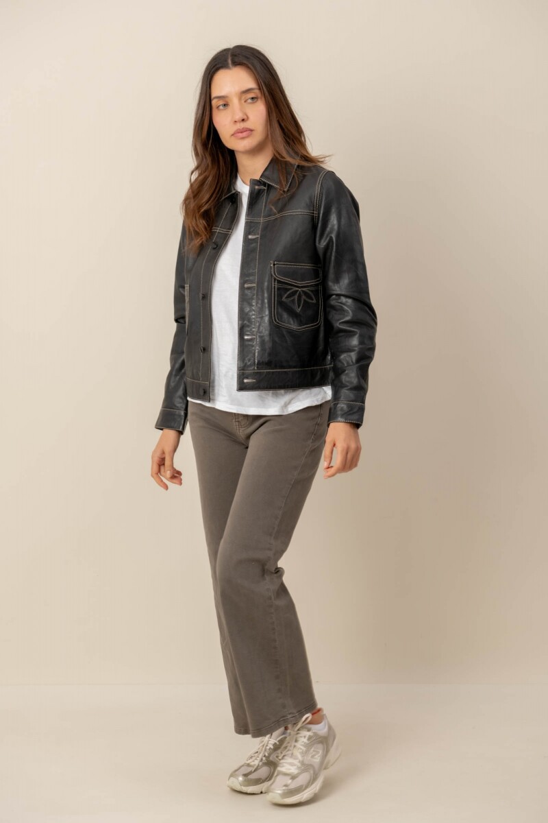 Campera cuero Sahara - Negro 