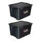 Set x2 Cajas organizadoras 80lts con 6 trabas NEGRO