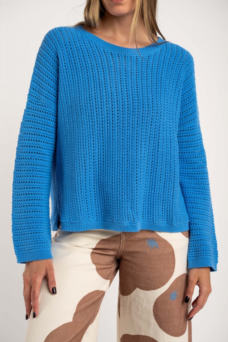 Sweater Texturado Lurex Azul