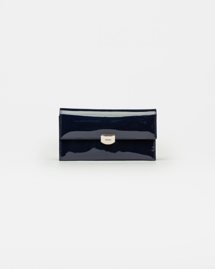 Billetera Marga en cuero charol Marine Blue