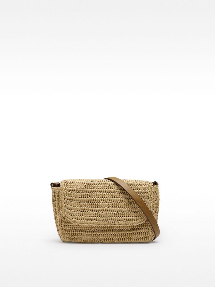 Bolso Bandolera Efecto Rafia Con Solapa natural