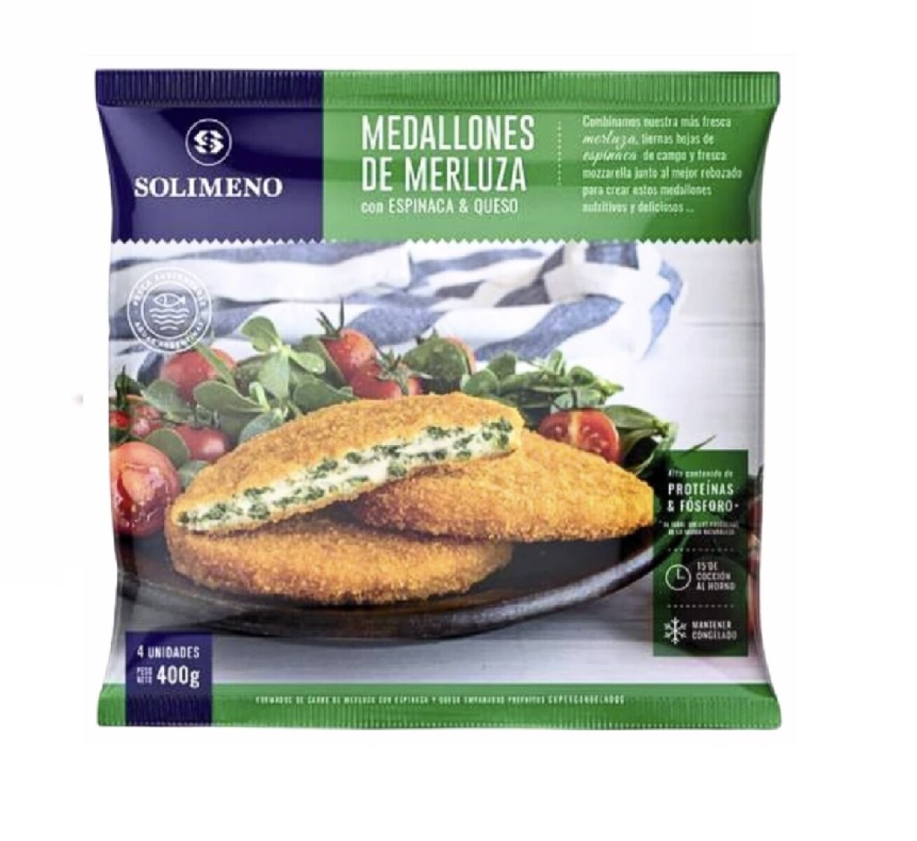 MEDALLON MERLUZA ESPINACA QUESO 400G +SOLO PDE O WEB+ 