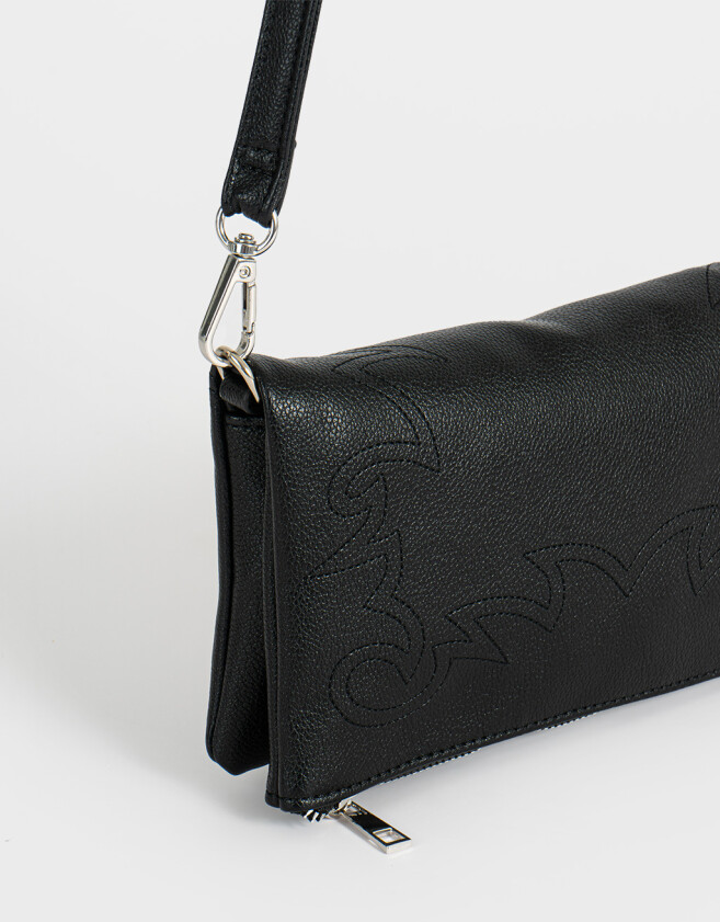 Bandoleras Boho Bandolera De Cuerina Con Solapa - Negro