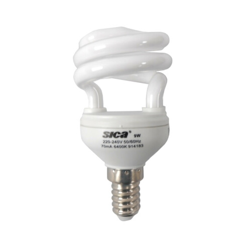 Lámpara de bajo consumo espiral 9W E14 luz fría SK2829
