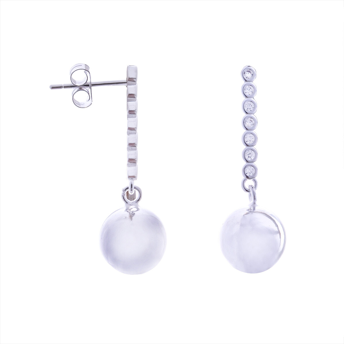 Par de caravanas de plata 925 con circonias. 