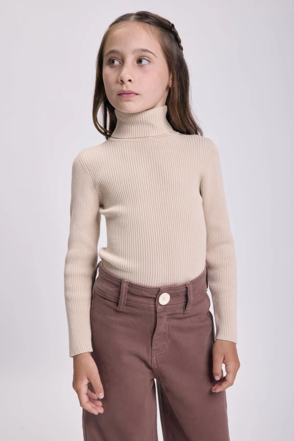 Polera punto rib Beige