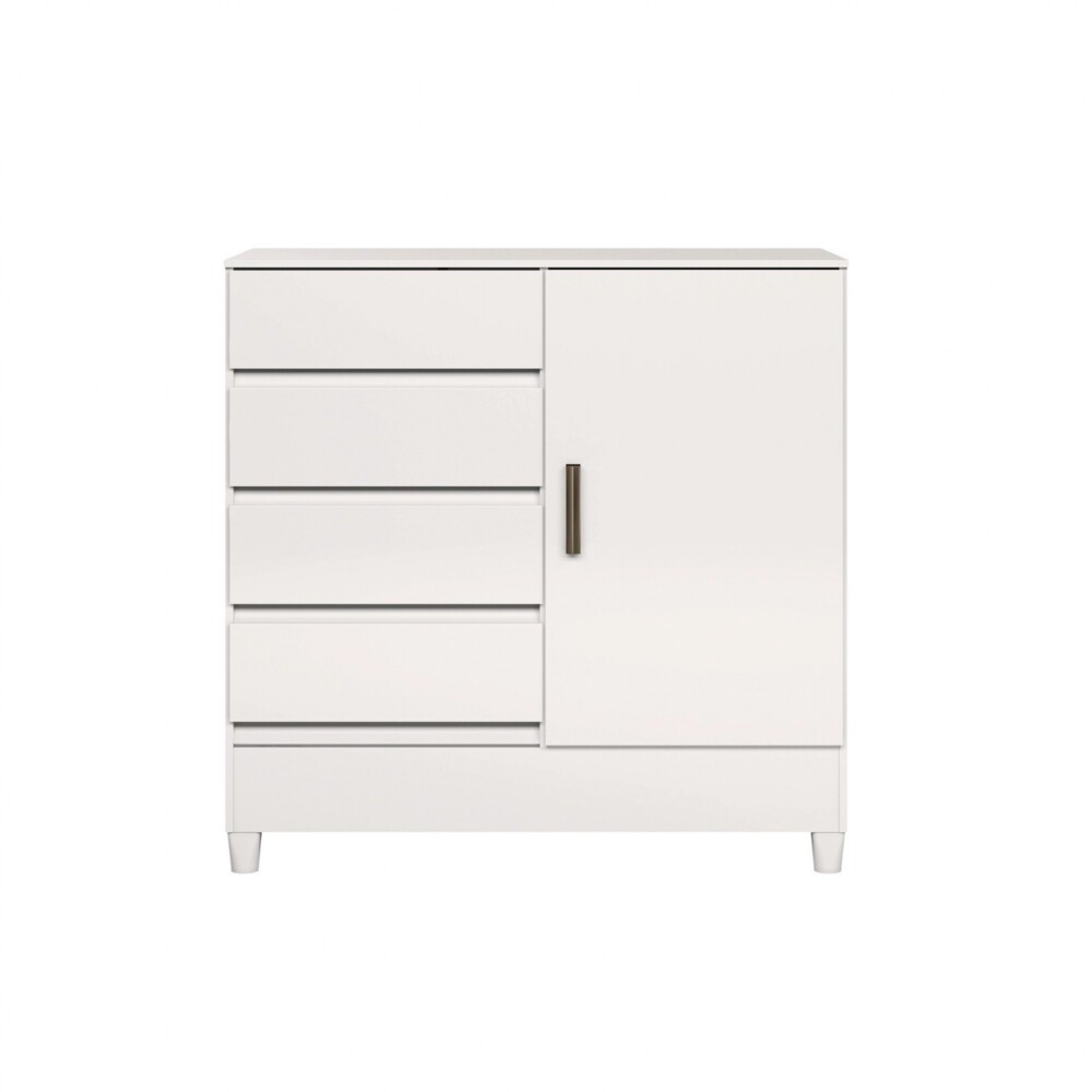 Comoda 1 puerta 4 cajones - Blanco - Linea FIT Comoda 1 puerta 4 cajones - Blanco - Linea FIT