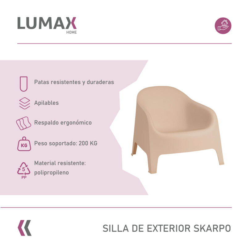 Silla Plastico Skarpo Jardin Liso Taupe