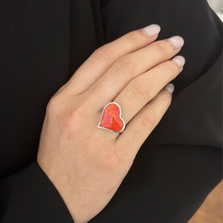 Anillo Corazón Coral - Plata 925 Anillo Corazón Coral - Plata 925