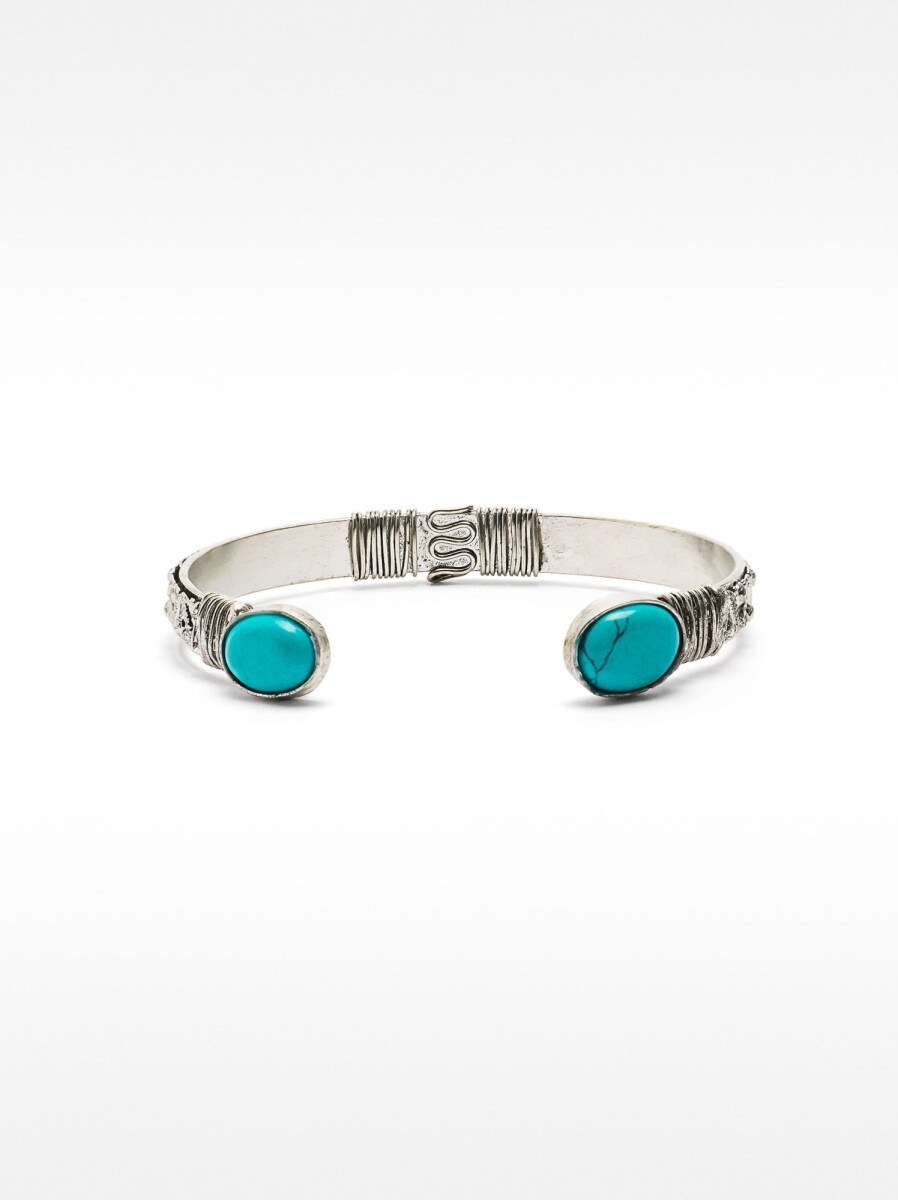Pulsera Abierta Con Piedras - azul 