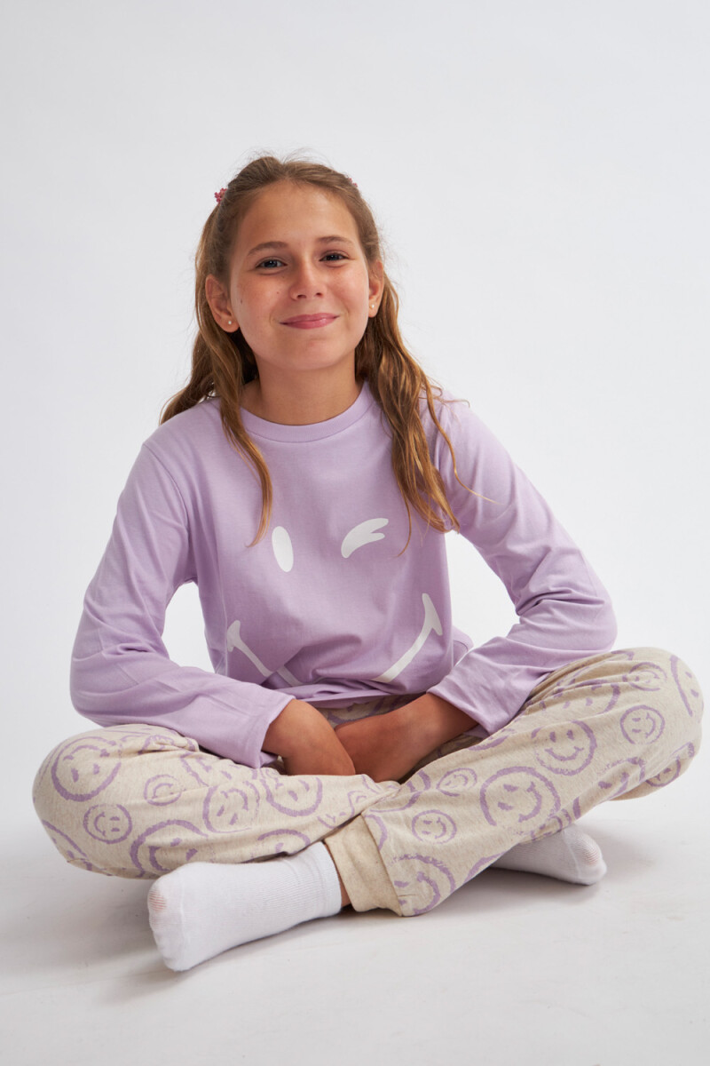 Set pijama largo estampado Lila