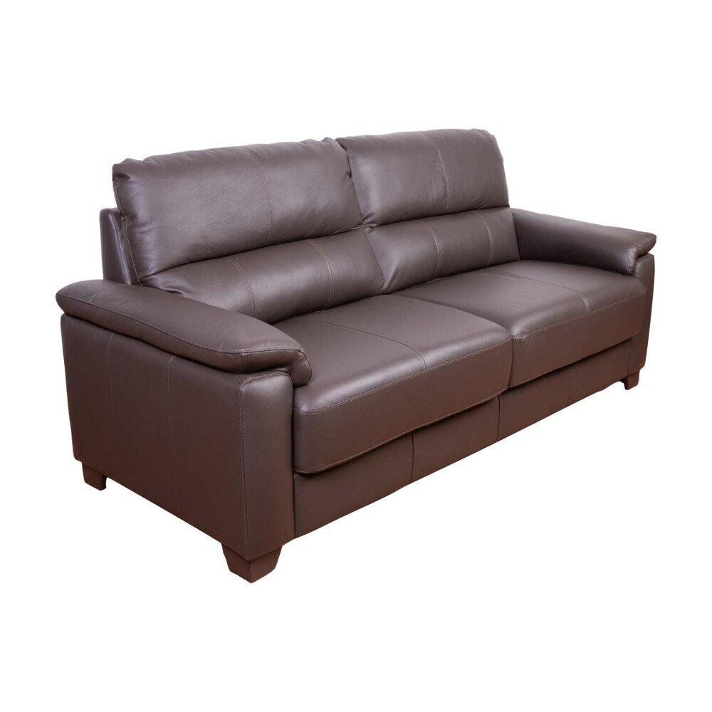 SOFA 2 CUERPOS CUERO-100-NATURAL MARRON VENECIA CHOC.