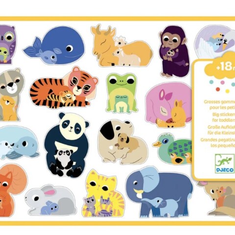 Set x3 láminas de stickers grandes +18m Djeco Set X3 Láminas De Stickers Grandes +18m Djeco
