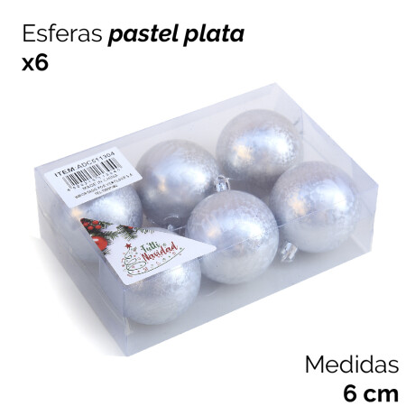 Esferas Color Pastel Plata X6 Unidades 6cm Unica