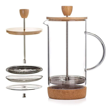 CAFETERA/TETERA 800 ML VIDRIO Y BAMBÚ