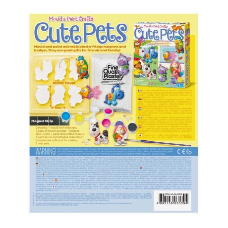 Juego Educativo 4M Moldear Pintar Mascotas Yeso Imanes Pins Multicolor