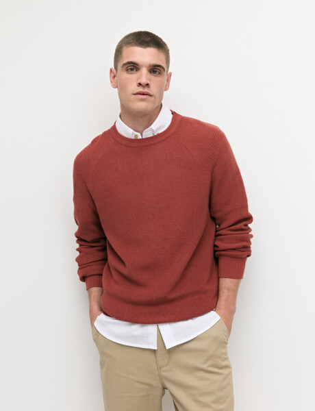 470986 SWEATER HARRINGTON LABEL Ladrillo