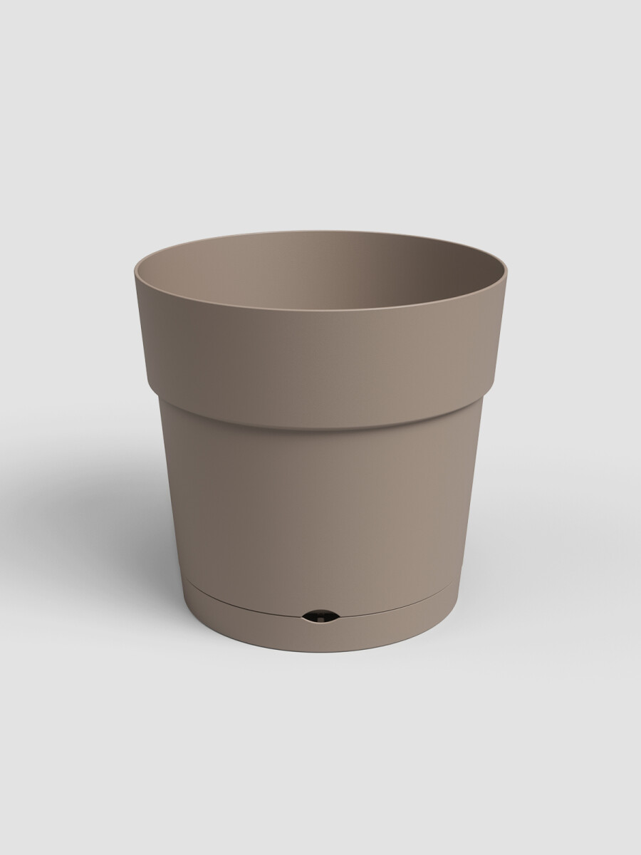 MACETA CON PLATO CAPRI 40 TAUPE