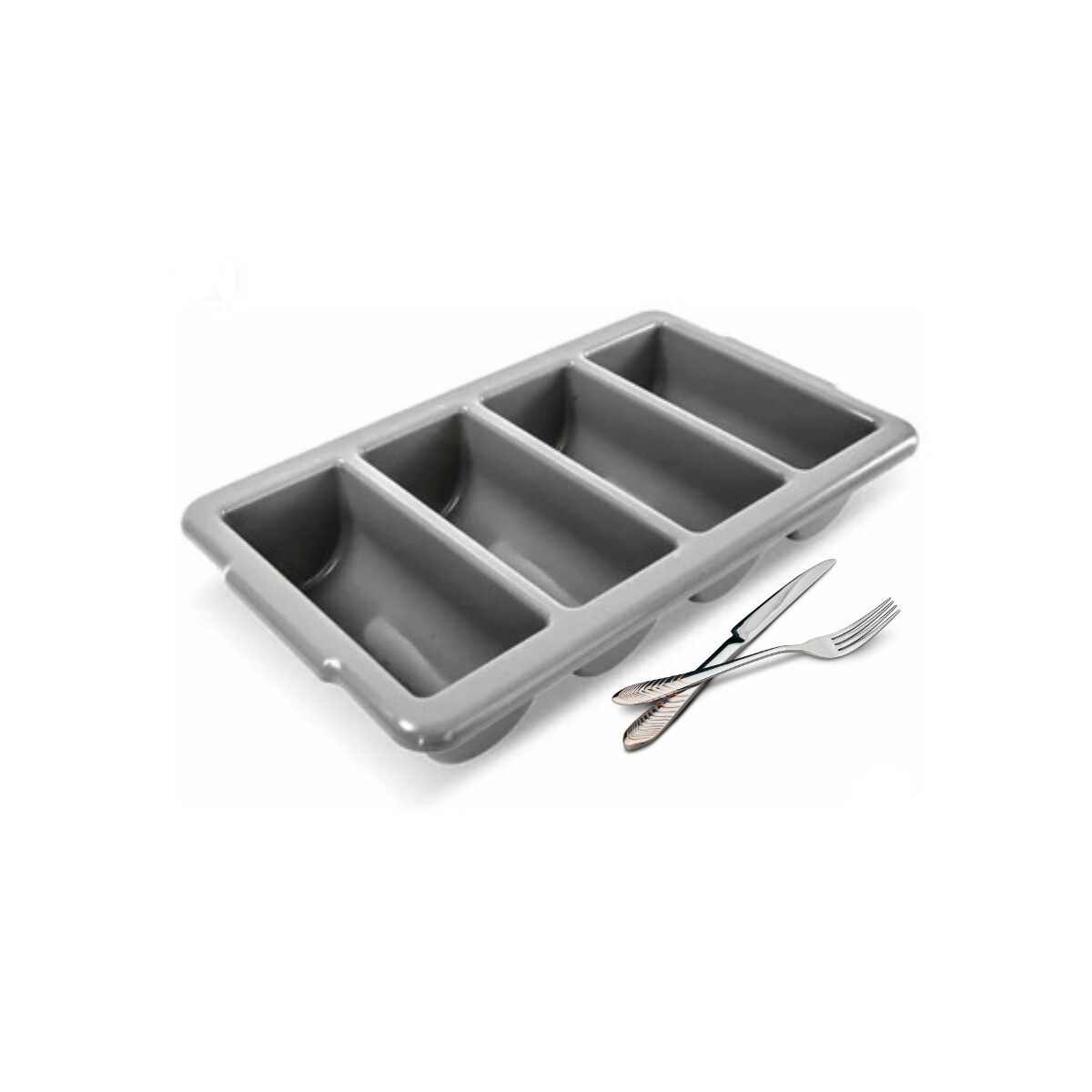 Cubiertera cuatro compartimentos plástico gris 