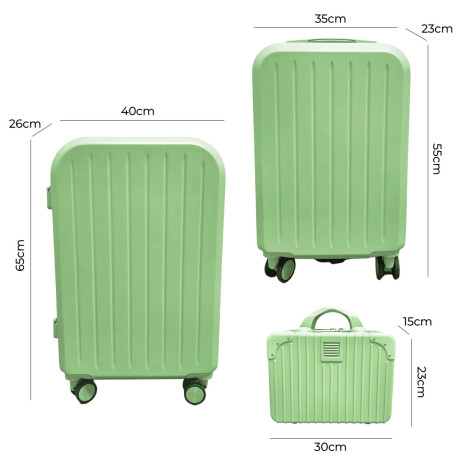 Set X3 Valijas Rígidas Viaje Livianas Carry + 14+ 24 Verde