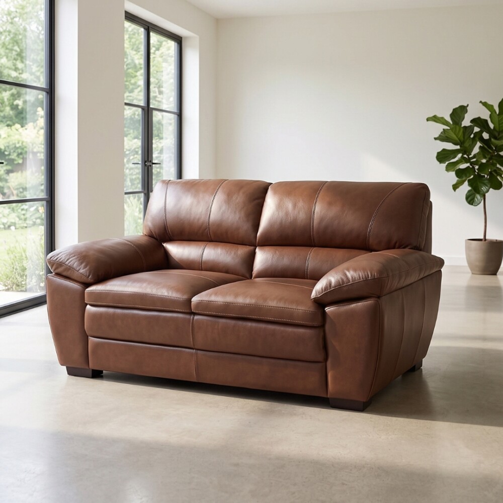 Sillón 100% Cuero - 2 Cuerpos Premium Caramelo