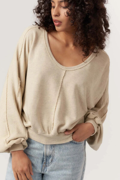 SWEATER PEBBLES SEAMED Beige