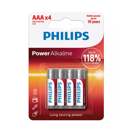 Pila alcalina Philips AAA x4 Negro
