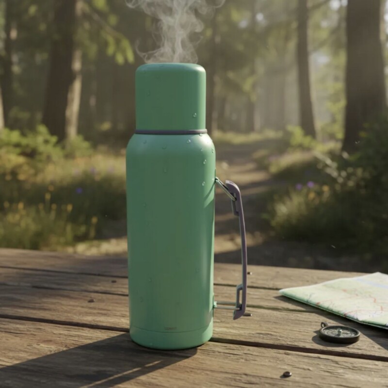 Termo en acero inox con Manija de 1 lt Verde Claro