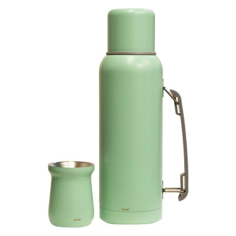 Combo Comet en Acero Inox Termo 1Lt con Manija + Mate 160Ml Verde Claro