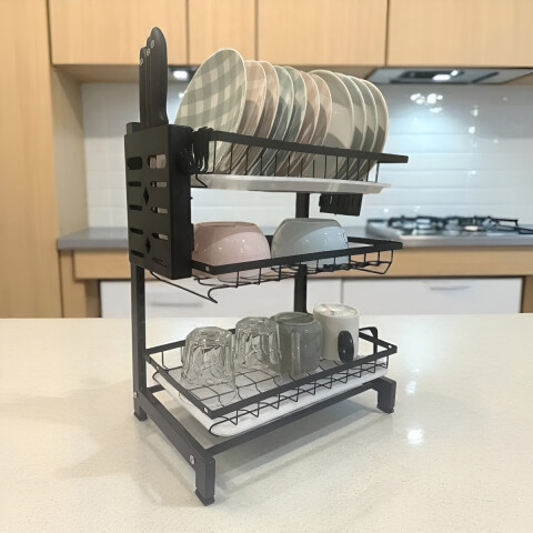Escurridor De Platos De 3 Niveles Con Bandejas De Extraíbles Escurridor De Platos De 3 Niveles Con Bandejas De Extraíbles