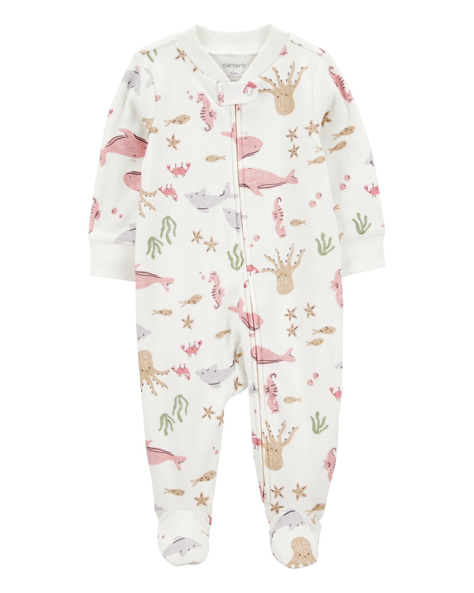 Pijama una pieza de algodón, con pie, diseño fauna marina Pijama una pieza de algodón, con pie, diseño fauna marina