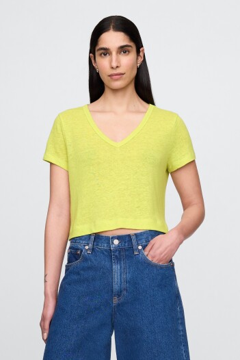 Remera Lino Crop Manga Corta Mujer Limeade 13-0645 Tcx