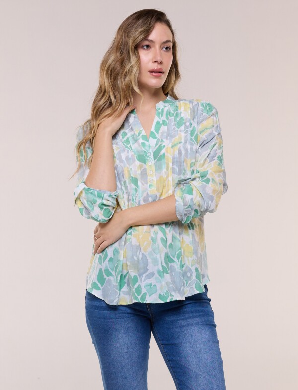 Blusa Plisada VERDE/MULTI