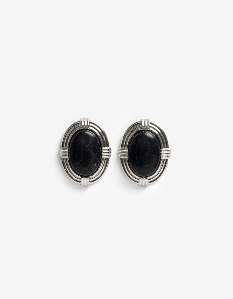 Aros Colgantes Cortos Piedra Aros Colgantes Cortos Piedra Vintage - Plateado Rodio