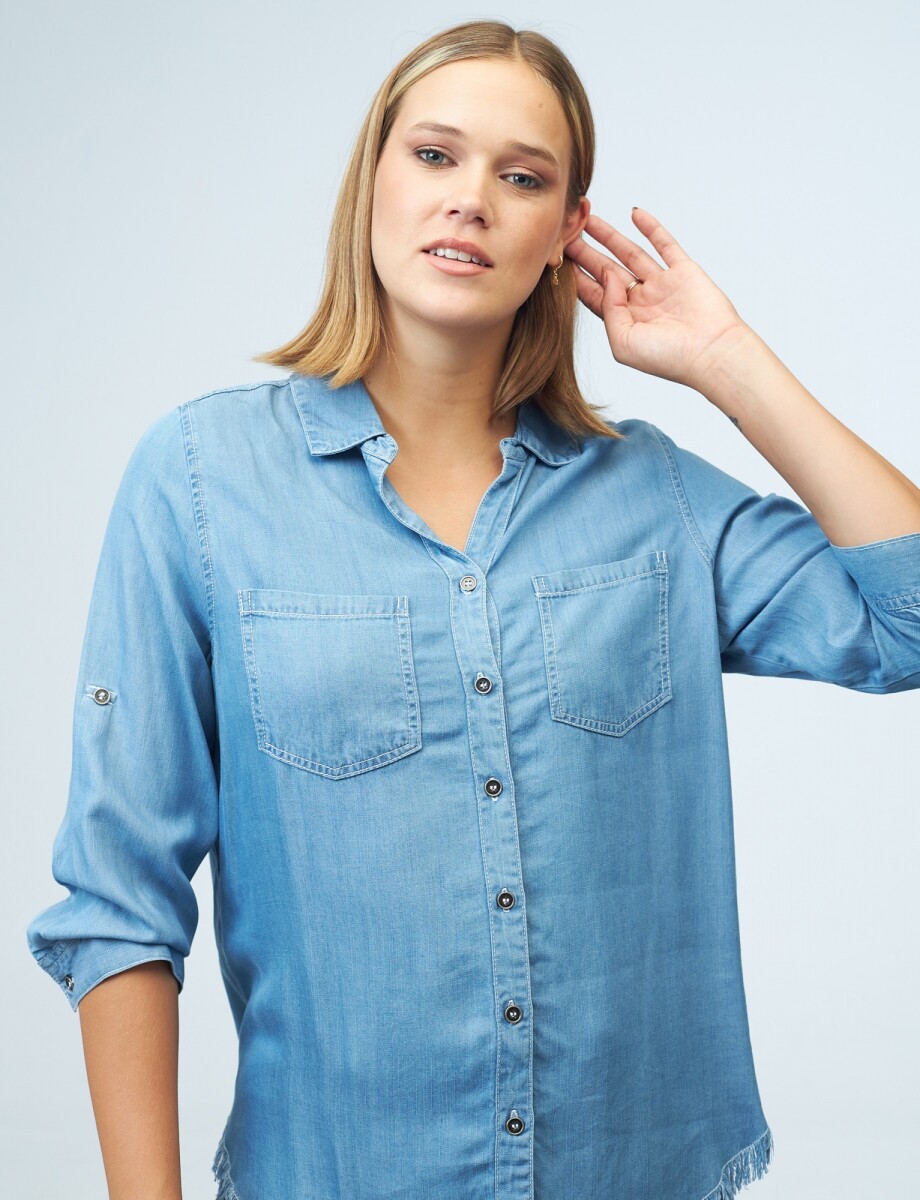 Camisa Tencel Flecos - Jean 