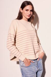 Sweater Rayado Rosa Viejo