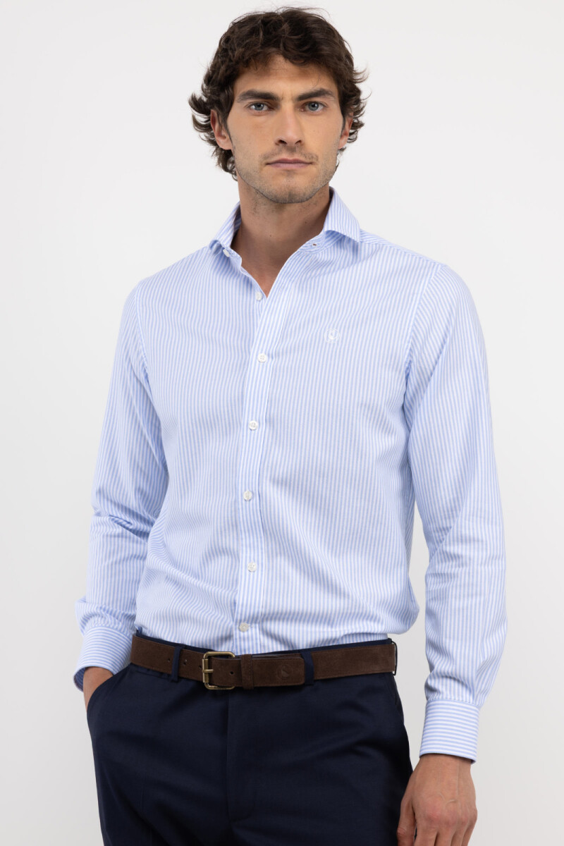Camisa Pint Point El Ganso Rayas Celeste y Blanca