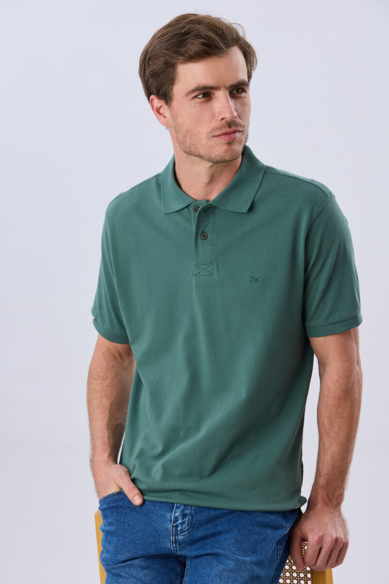 REMERA POLO LISA PIQUÉ - Verde Oscuro 