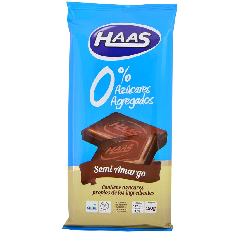 Chocolate Semi-amargo Haas 0% Azúcar 150 Grs. Chocolate Semi-amargo Haas 0% Azúcar 150 Grs.