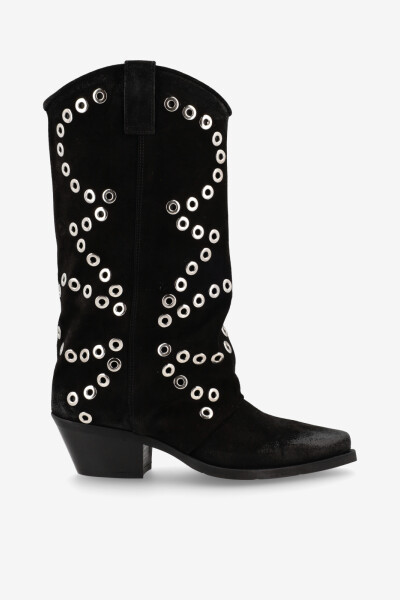 BOTA CAÑA MEDIA CON TACHAS Negro