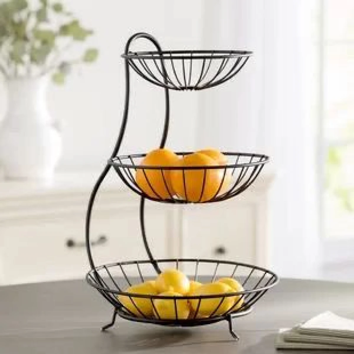 Frutera Triple Piso Metálica Alto 46cm x Ø 30cm 