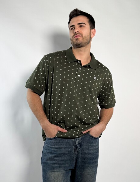 Remera polo de algodon estampada Darin Verde