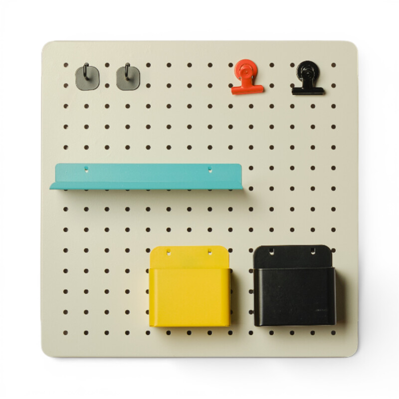Panel perforado pegboard metálico organizador de pared 40x40 cm – Multiuso para el hogar Blanco
