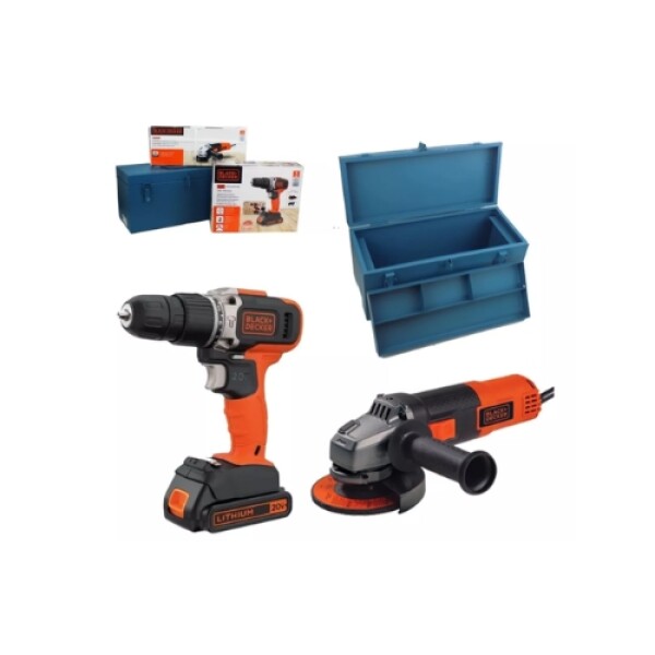 Combo Caja Herramientas + Taladro Y Amoladora Black&decker Combo Caja Herramientas + Taladro Y Amoladora Black&decker