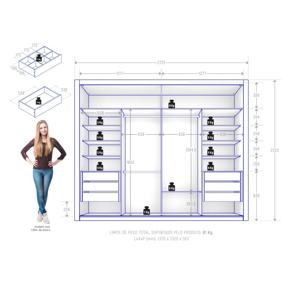 Ropero 2 Puertas Corredizas - Imperador Cinamomo